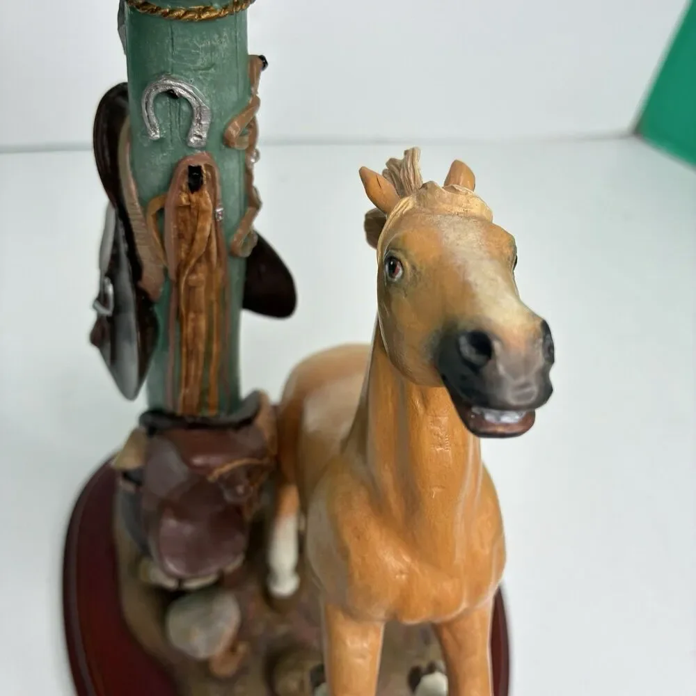 Danbury Mint Noble Yellow Golden Stallion Candlestick Holder By Gianni Benveuti